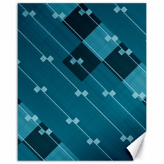 Teal Blue Stripes And Checks Canvas 16  X 20  by SpinnyChairDesigns