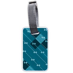 Teal Blue Stripes And Checks Luggage Tag (one Side) by SpinnyChairDesigns