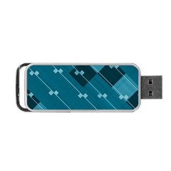 Teal Blue Stripes And Checks Portable Usb Flash (two Sides) by SpinnyChairDesigns