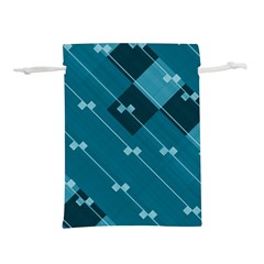 Teal Blue Stripes And Checks Lightweight Drawstring Pouch (m) by SpinnyChairDesigns