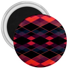 Pink Orange Black Diamond Pattern 3  Magnets by SpinnyChairDesigns