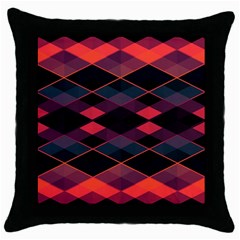 Pink Orange Black Diamond Pattern Throw Pillow Case (black) by SpinnyChairDesigns