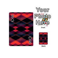 Pink Orange Black Diamond Pattern Playing Cards 54 Designs (mini) by SpinnyChairDesigns