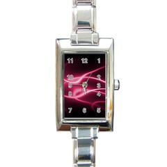 Neon Pink Glow Rectangle Italian Charm Watch by SpinnyChairDesigns