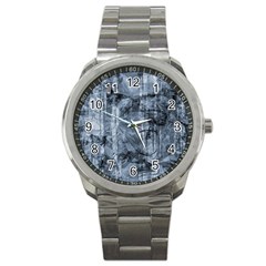 Faded Blue Texture Sport Metal Watch by SpinnyChairDesigns