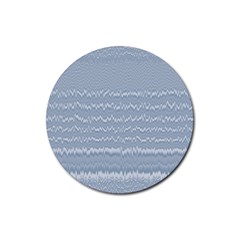 Boho Faded Blue Stripes Rubber Round Coaster (4 Pack)  by SpinnyChairDesigns