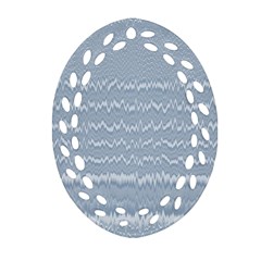 Boho Faded Blue Stripes Oval Filigree Ornament (two Sides) by SpinnyChairDesigns
