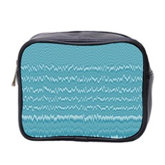 Boho Teal Stripes Mini Toiletries Bag (two Sides) by SpinnyChairDesigns