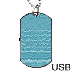 Boho Teal Stripes Dog Tag Usb Flash (two Sides) by SpinnyChairDesigns