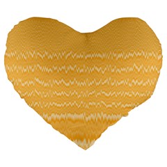 Boho Saffron Yellow Stripes Large 19  Premium Flano Heart Shape Cushions by SpinnyChairDesigns