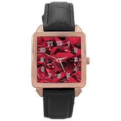 Candy Apple Crimson Red Rose Gold Leather Watch  by SpinnyChairDesigns