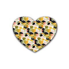 Hexagon Tropical Pattern Rubber Coaster (heart) 