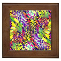 Colorful Jungle Pattern Framed Tile by SpinnyChairDesigns