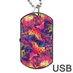 Colorful Boho Abstract Art Dog Tag Usb Flash (two Sides) by SpinnyChairDesigns