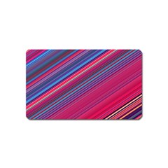 Boho Pink Blue Stripes Magnet (name Card) by SpinnyChairDesigns