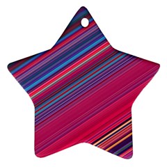 Boho Pink Blue Stripes Star Ornament (two Sides) by SpinnyChairDesigns