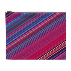 Boho Pink Blue Stripes Cosmetic Bag (xl) by SpinnyChairDesigns