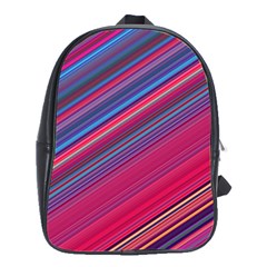 Boho Pink Blue Stripes School Bag (large) by SpinnyChairDesigns