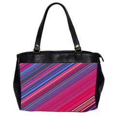 Boho Pink Blue Stripes Oversize Office Handbag (2 Sides)