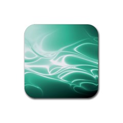 Biscay Green Glow Rubber Coaster (square)  by SpinnyChairDesigns