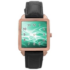 Biscay Green Glow Rose Gold Leather Watch  by SpinnyChairDesigns