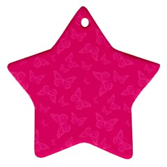 Magenta Pink Butterflies Pattern Ornament (Star)