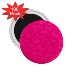 Magenta Pink Butterflies Pattern 2.25  Magnets (100 pack) 