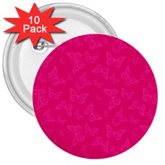 Magenta Pink Butterflies Pattern 3  Buttons (10 Pack) 