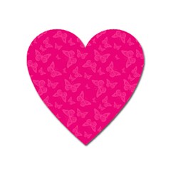 Magenta Pink Butterflies Pattern Heart Magnet