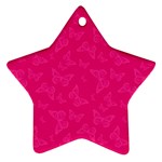 Magenta Pink Butterflies Pattern Star Ornament (Two Sides) Back