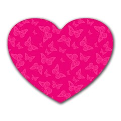 Magenta Pink Butterflies Pattern Heart Mousepads