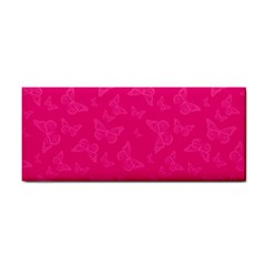 Magenta Pink Butterflies Pattern Hand Towel by SpinnyChairDesigns