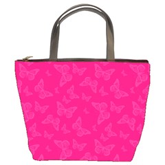 Magenta Pink Butterflies Pattern Bucket Bag