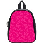 Magenta Pink Butterflies Pattern School Bag (Small) Front