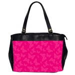 Magenta Pink Butterflies Pattern Oversize Office Handbag (2 Sides) Front