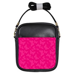 Magenta Pink Butterflies Pattern Girls Sling Bag