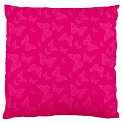 Magenta Pink Butterflies Pattern Large Cushion Case (one Side) by SpinnyChairDesigns