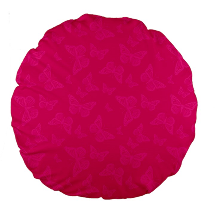 Magenta Pink Butterflies Pattern Large 18  Premium Round Cushions