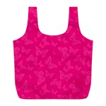 Magenta Pink Butterflies Pattern Full Print Recycle Bag (L) Back