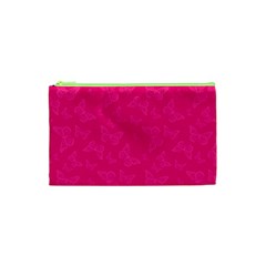 Magenta Pink Butterflies Pattern Cosmetic Bag (xs) by SpinnyChairDesigns