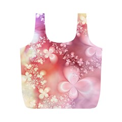 Boho Pastel Pink Floral Print Full Print Recycle Bag (m) by SpinnyChairDesigns