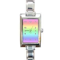 Pastel Rainbow Ombre Rectangle Italian Charm Watch by SpinnyChairDesigns