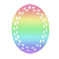 Pastel Rainbow Ombre Oval Filigree Ornament (two Sides) by SpinnyChairDesigns