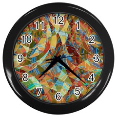 Boho Colorful Mosaic Wall Clock (black) by SpinnyChairDesigns