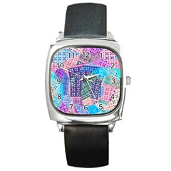 Boho Patchwork Square Metal Watch