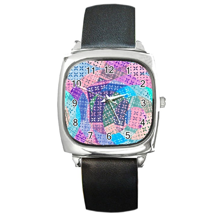 Boho Patchwork Square Metal Watch