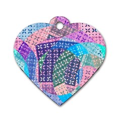 Boho Patchwork Dog Tag Heart (two Sides) by SpinnyChairDesigns