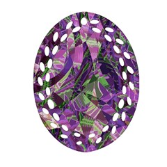 Boho Violet Mosaic Oval Filigree Ornament (two Sides) by SpinnyChairDesigns