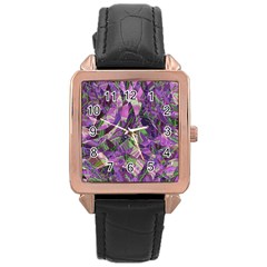 Boho Violet Mosaic Rose Gold Leather Watch  by SpinnyChairDesigns