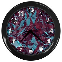 Boho Teal Wine Mosaic Wall Clock (black) by SpinnyChairDesigns